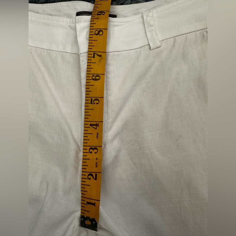 Vince Women’s White Linen Cotton Straight Leg Trousers - Picture 10 of 14
